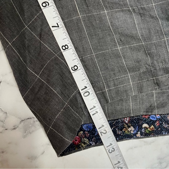 Robert Graham Men's 100% Linen Gray Windowpane Checkered Plaid Shorts 40 - Picture 5 of 8